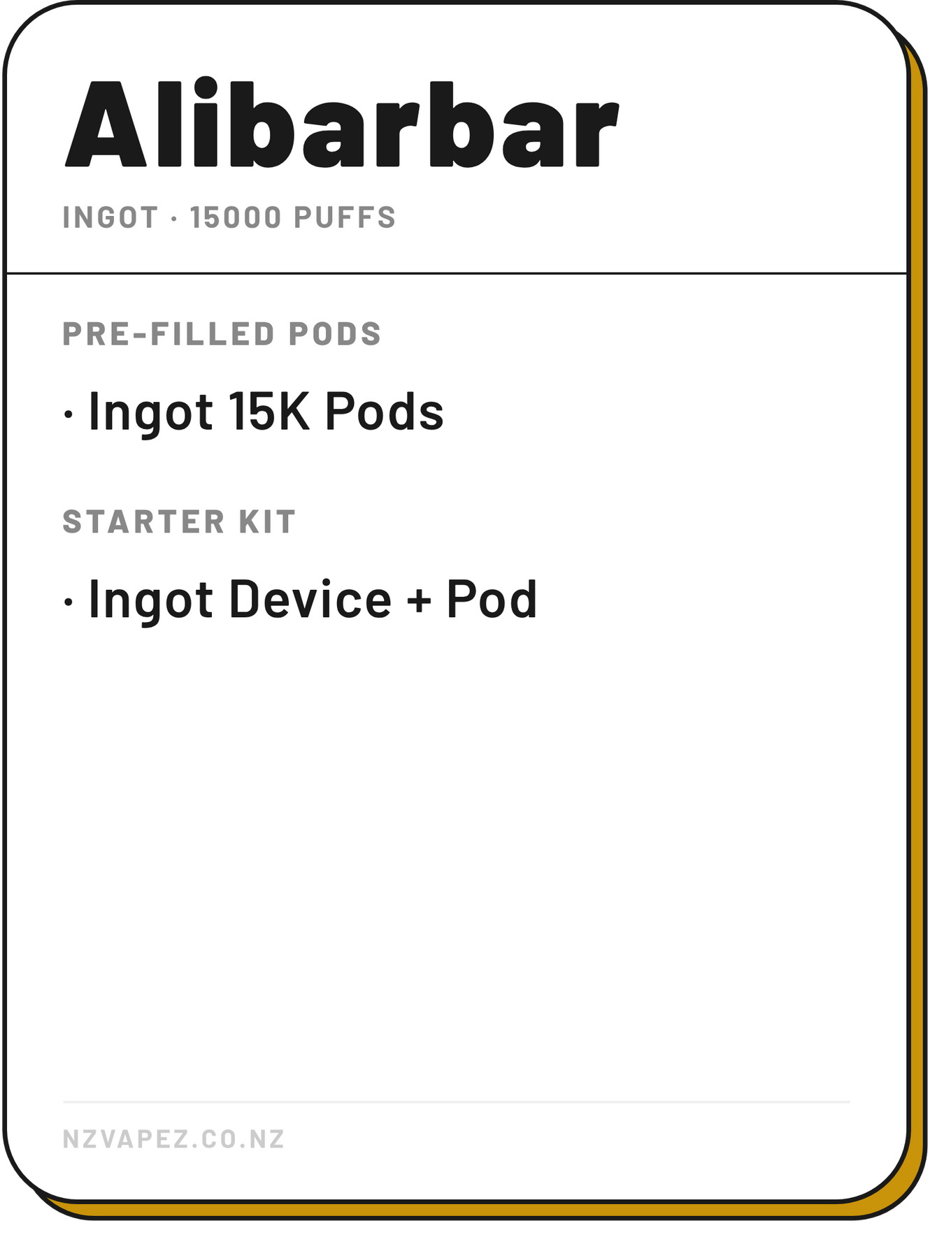 ALIBARBAR | INGOT 15K PUFFS - NZ Vapez 