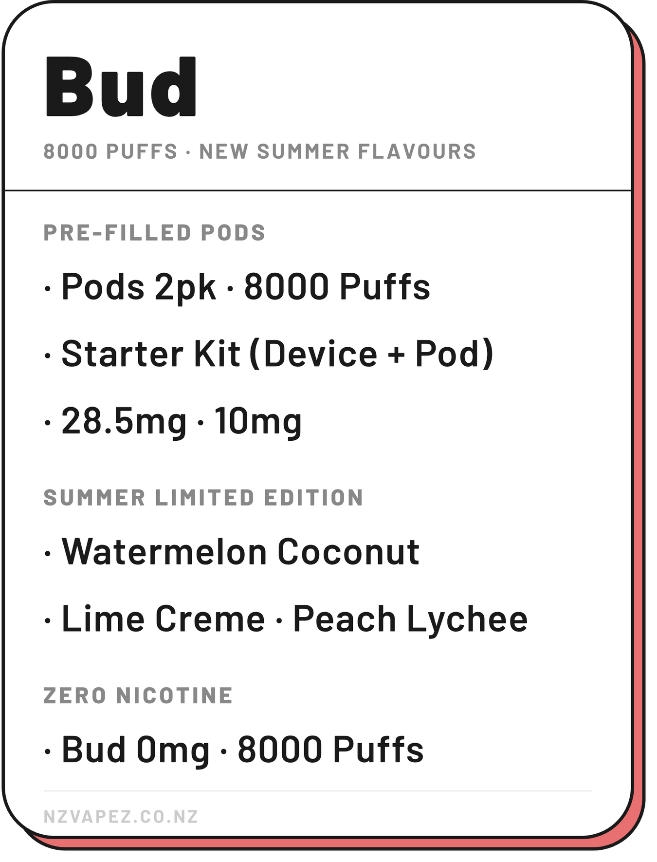Bud 8000 & Flux 10K Pod Vapes NZ