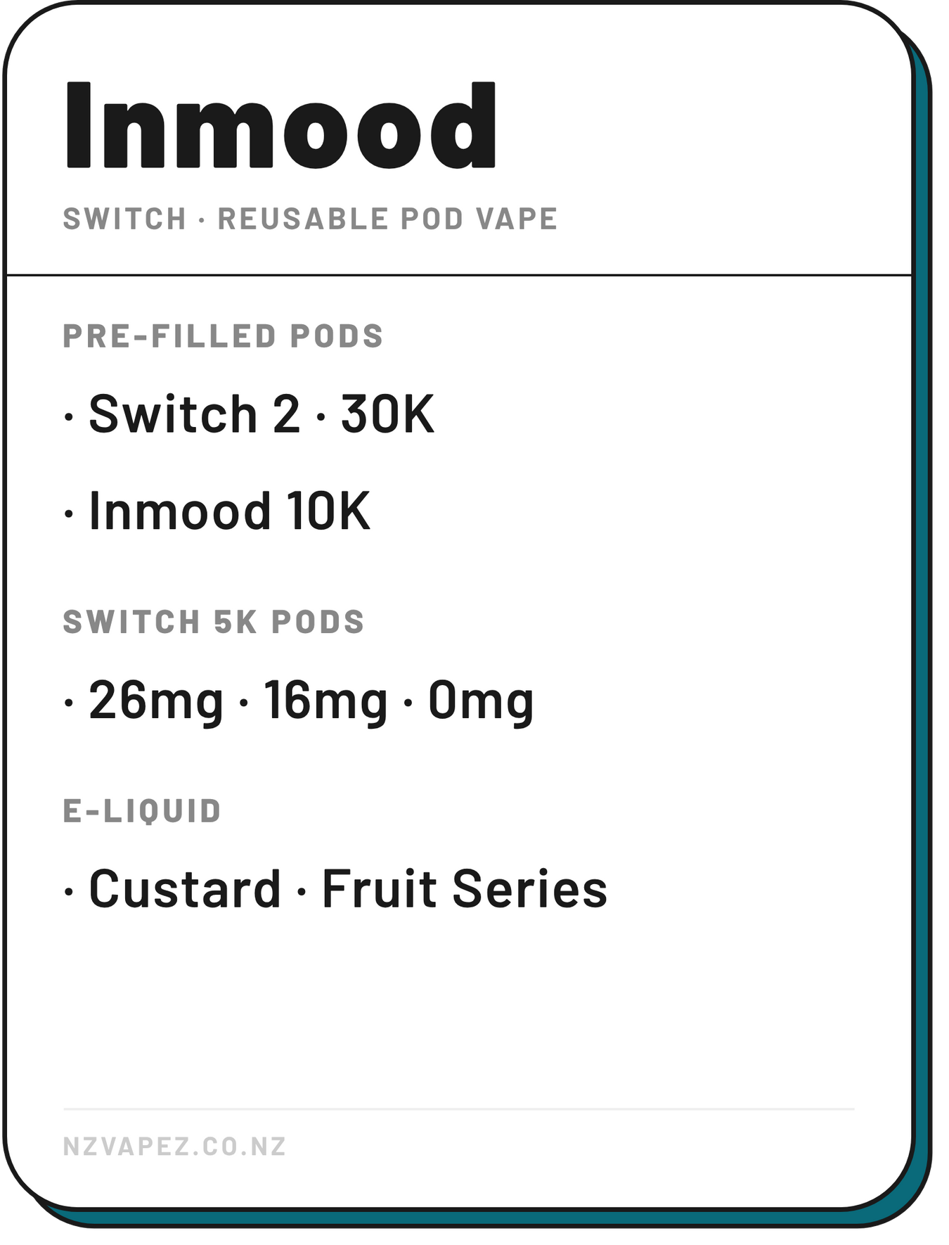 Inmood Vapes NZ | Switch 5000, Inmood 10K, Switch2 30K & Vape Juice