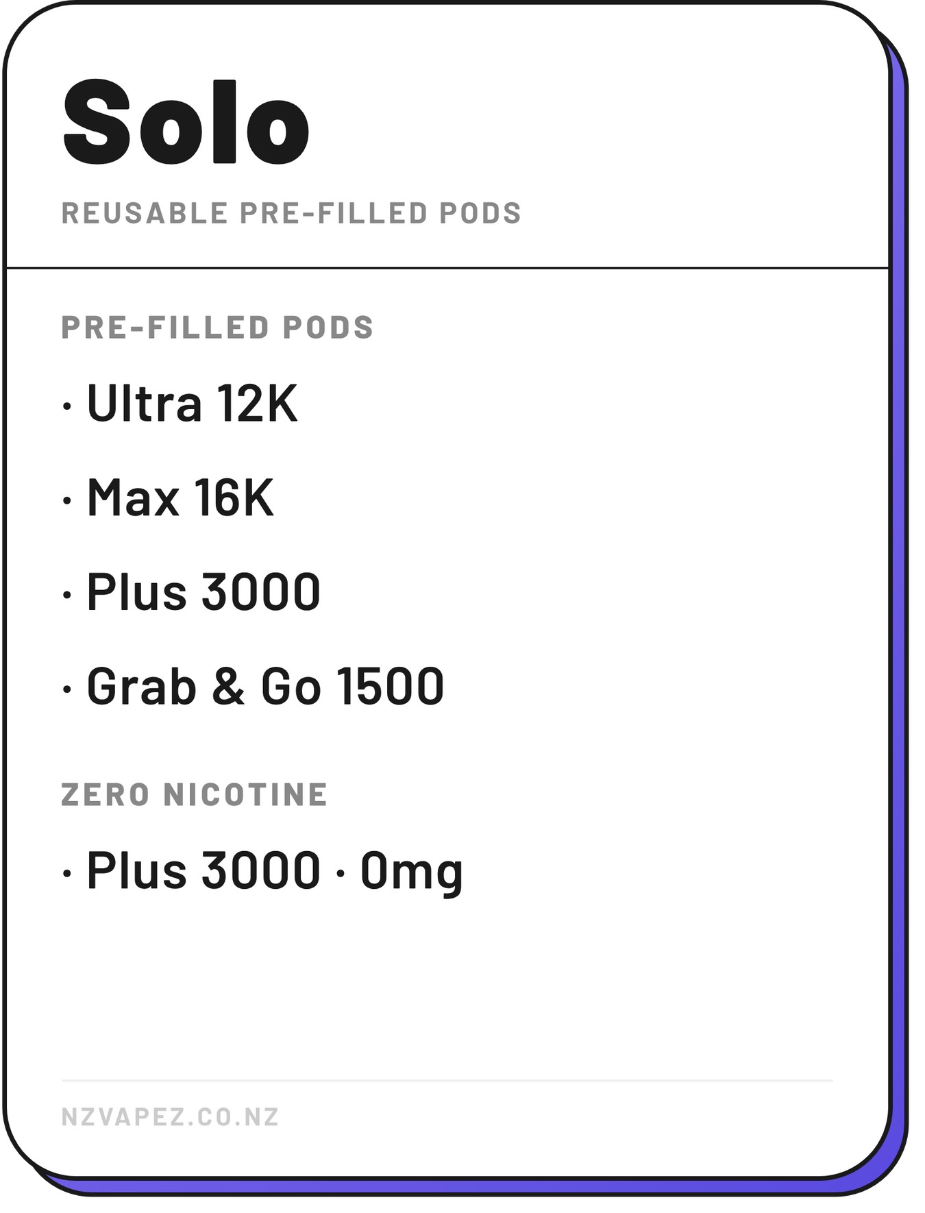 Solo Vapes NZ | Solo MAX, Ultra & Plus Pods