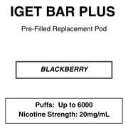 IGET BAR PLUS Replacement Pods | 6000 Puffs - NZ Vapez 