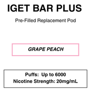 IGET BAR PLUS Replacement Pods | 6000 Puffs - NZ Vapez 