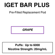 IGET BAR PLUS Replacement Pods | 6000 Puffs - NZ Vapez 