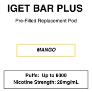 IGET BAR PLUS Replacement Pods | 6000 Puffs - NZ Vapez 