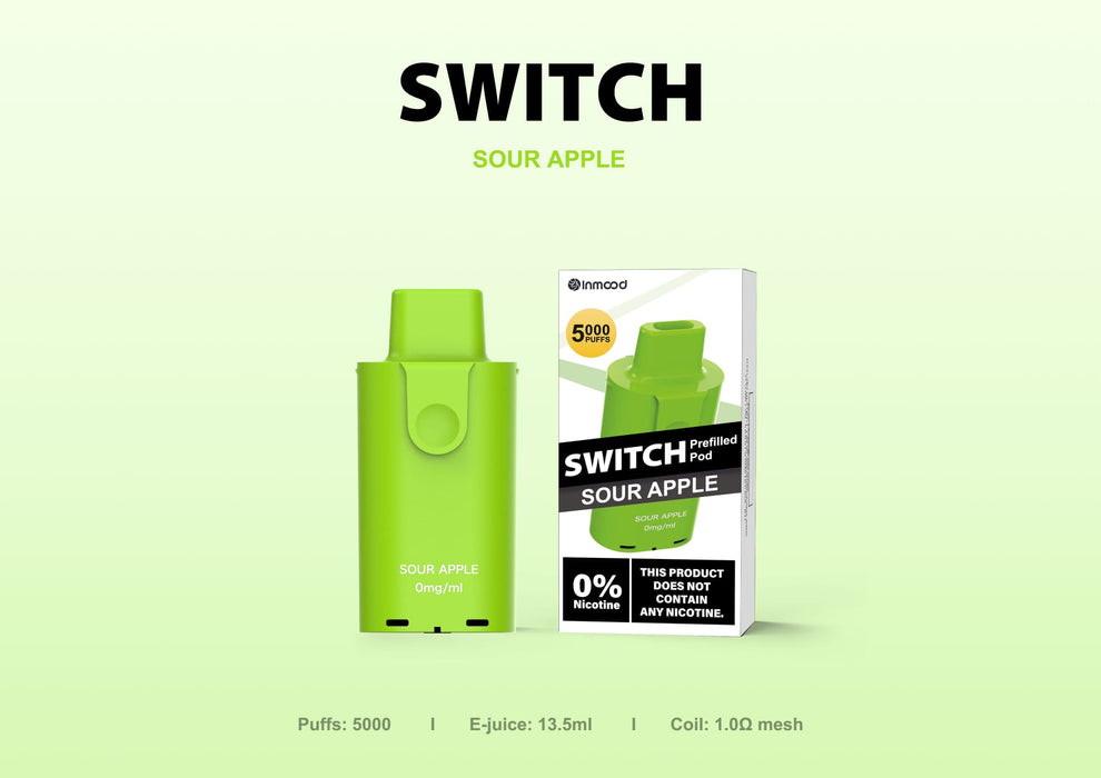 Sour Apple | INMOOD Switch 5000 Puffs | Zero Nicotine - NZ Vapez 