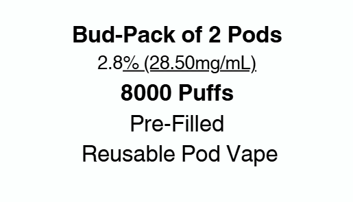 Bud 8000 Puffs Replacement Pod Vape (2 Pack) | 2.85% - NZ Vapez 