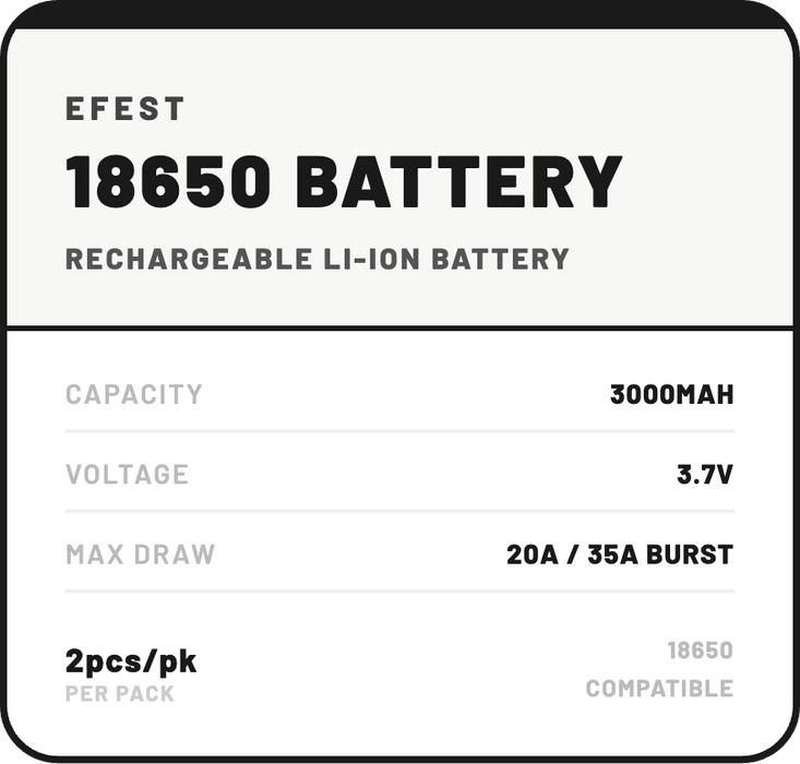 Efest 18650 Battery (2pcs/pk) - NZ Vapez 